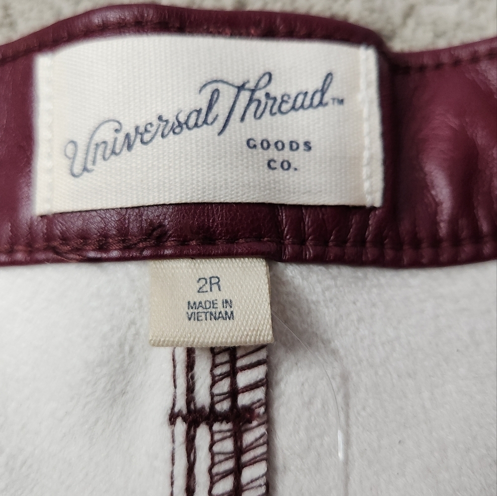 Women's Mid-Rise Faux Leather Baggy Jeans - Universal Thread Red 2 - Picture 5 of 14